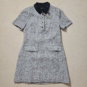 J. Crew Gray Checkers Tweed Parc Dress, NWT, Size M / 10